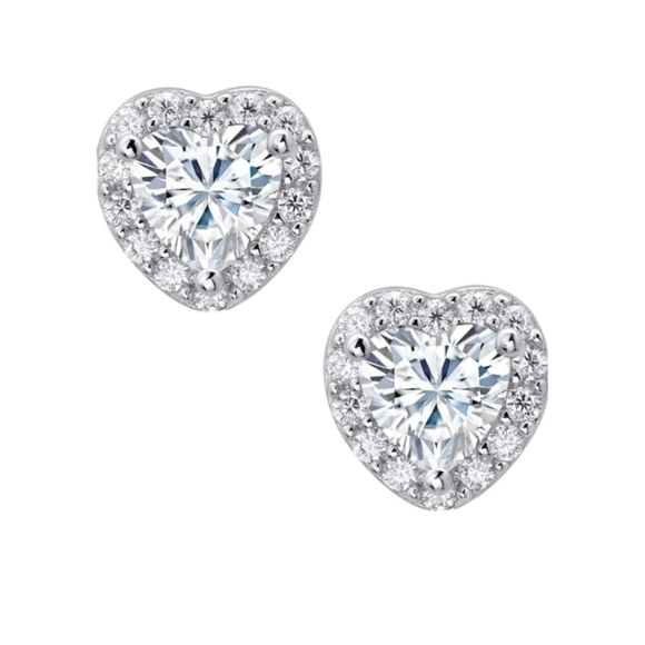 1.06CT Diamond Heart Stud Earrings Moissanite 925 Mothers Day Gift Anniversary - Picture 2 of 5